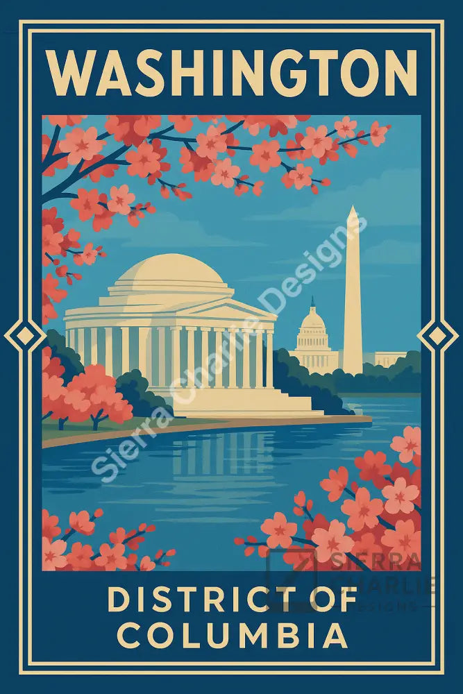 Washington DC Art Deco Travel Poster Print Print