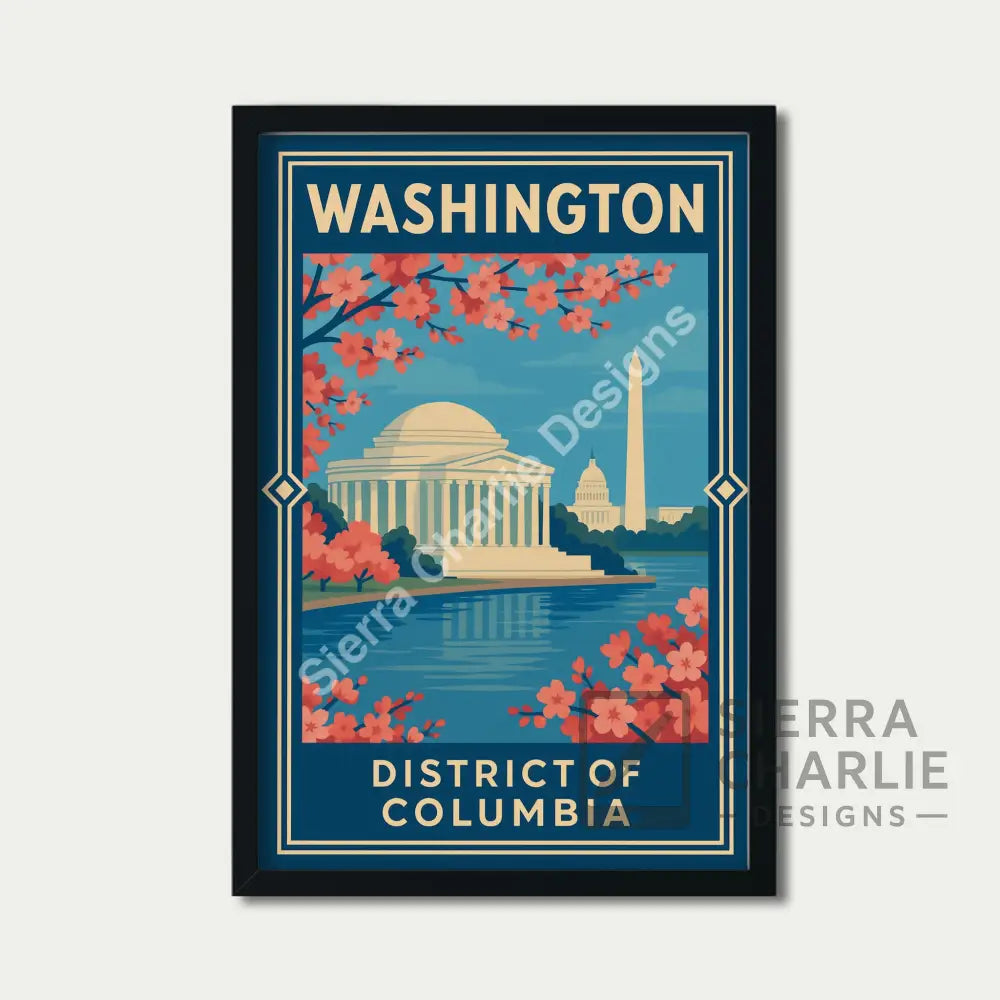 Washington DC Art Deco Travel Poster Print Print