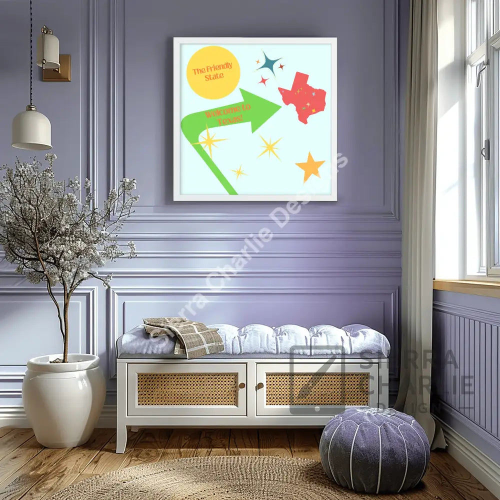 Welcome To Texas Mid Century Modern Art Print Print